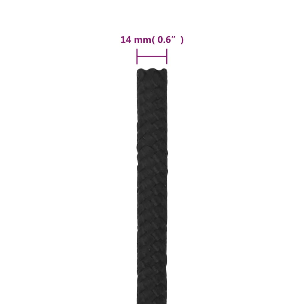 Boat Rope Full Black 14 mm 100 m Polypropylene
