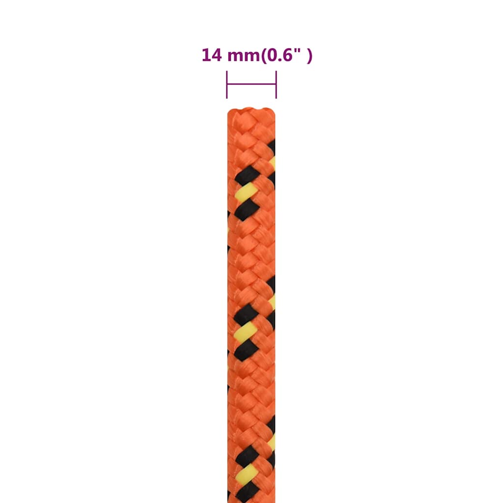 Boat Rope Orange 14 mm 100 m Polypropylene