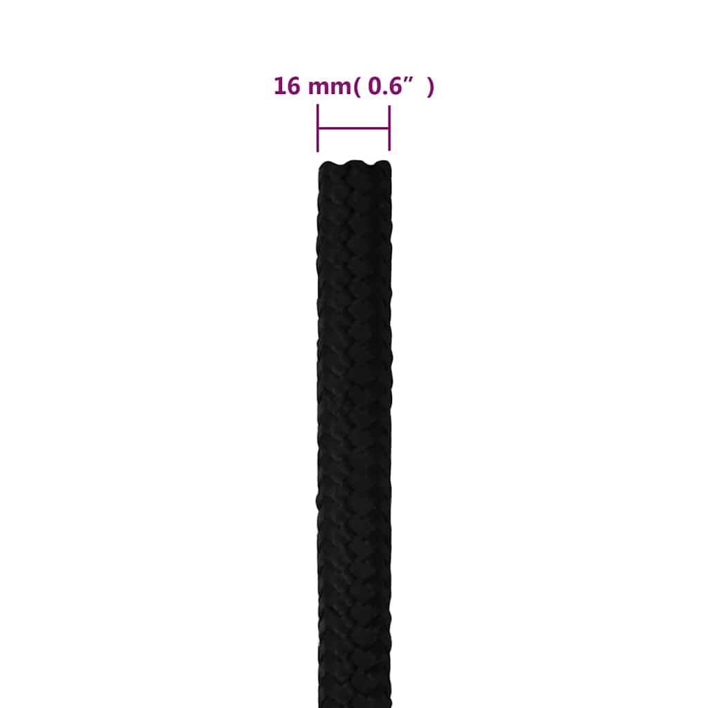 Work Rope Black 16 mm 25 m Polyester