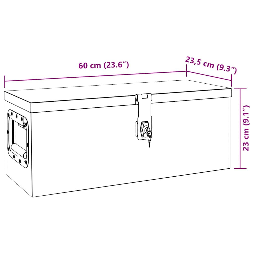 Storage Box Black 60x23.5x23 cm Aluminium