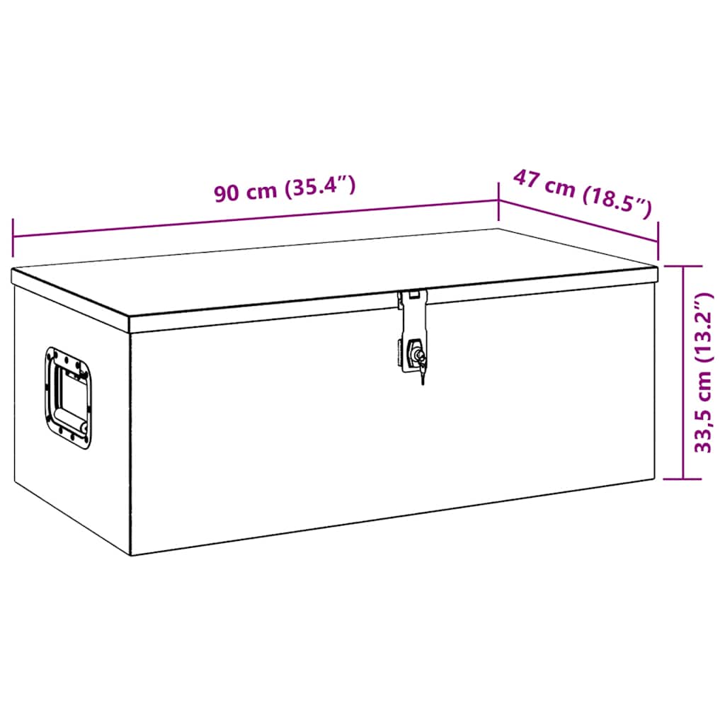 Storage Box Silver 90x47x33.5 cm Aluminium