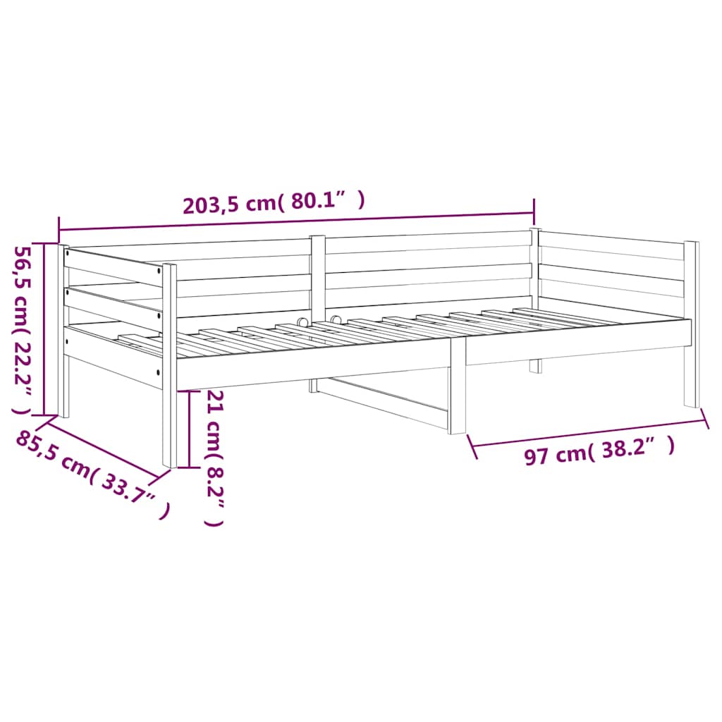 Day Bed without Mattress 80x200cm Solid Wood Pine