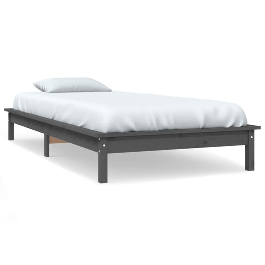 Bed Frame without Mattress Grey Single Solid Wood
