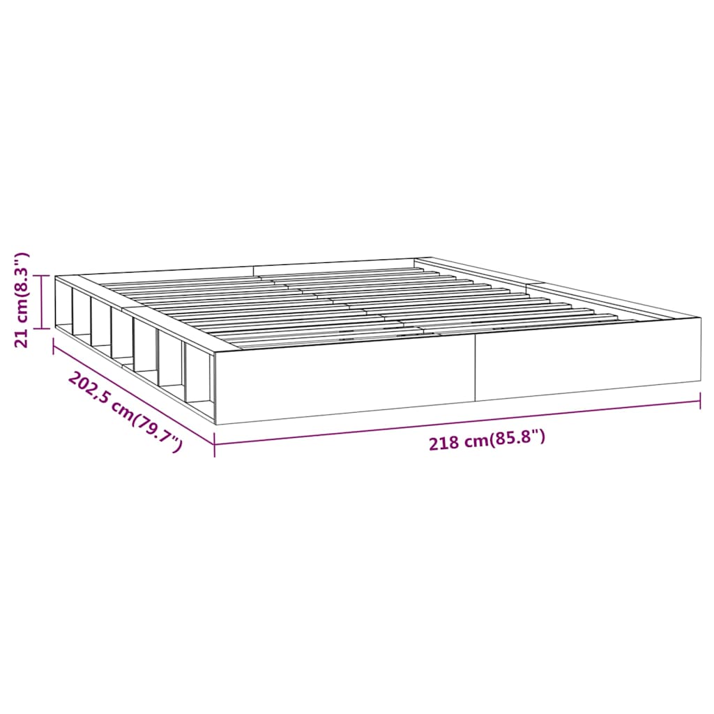 Bed Frame without Mattress White 200x200 cm Solid Wood