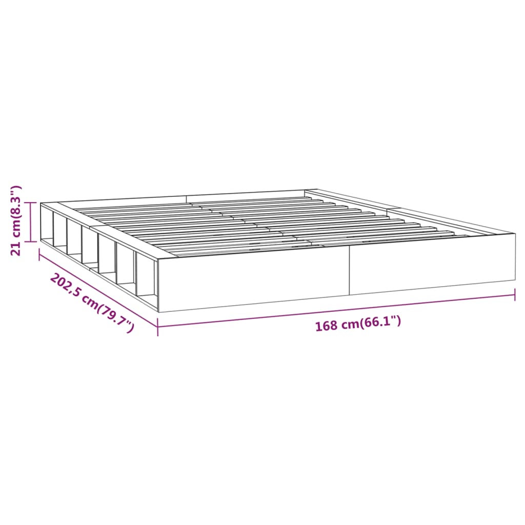 Bed Frame without Mattress White 150x200 cm King Size King Size Solid Wood