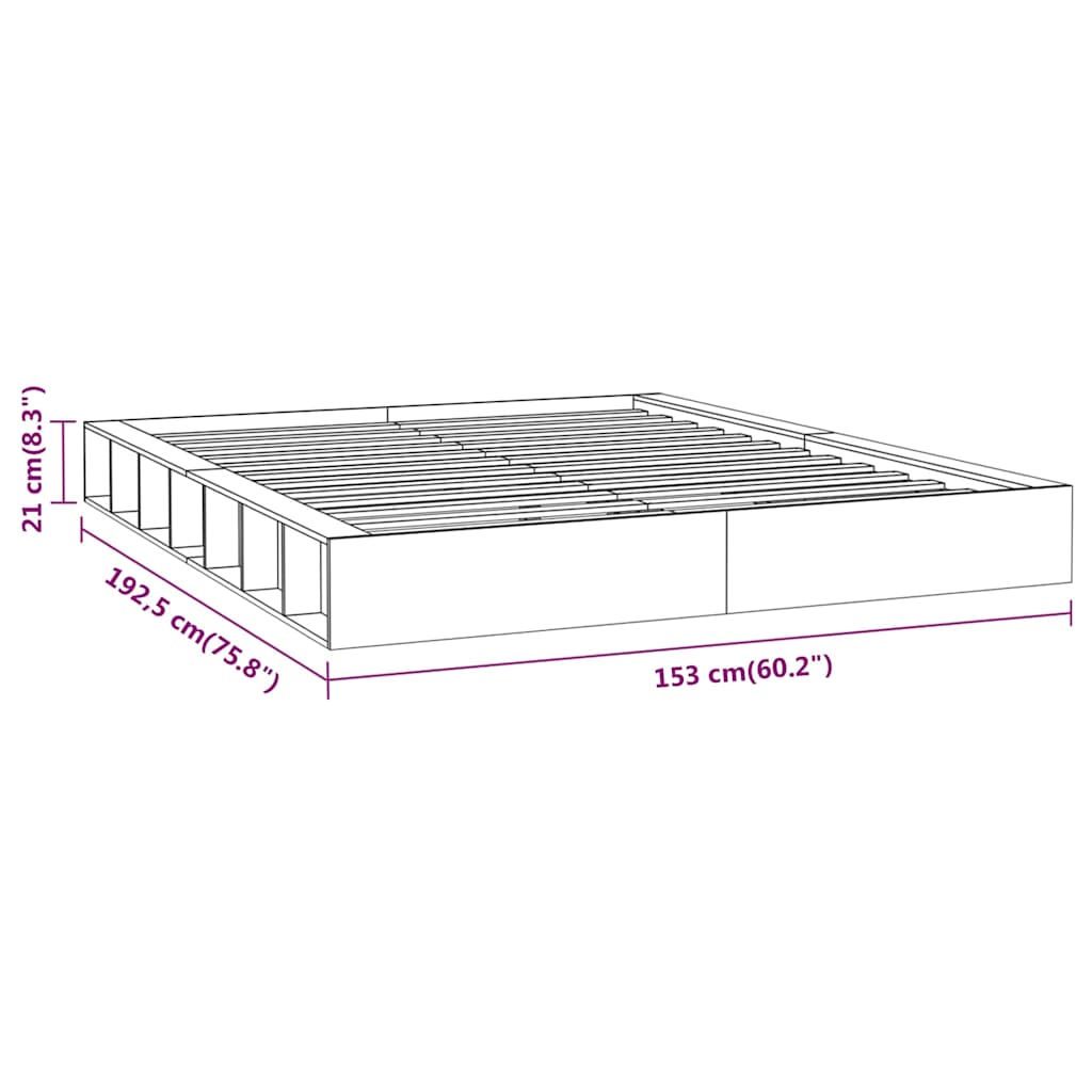 Bed Frame without Mattress White 135x190 cm Double Double Solid Wood