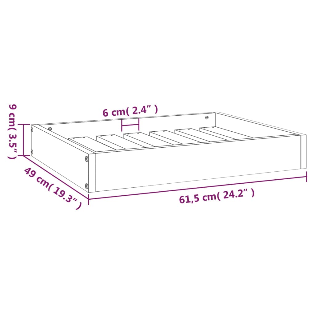 Dog Bed White 61,5x49x9 cm Solid Wood Pine