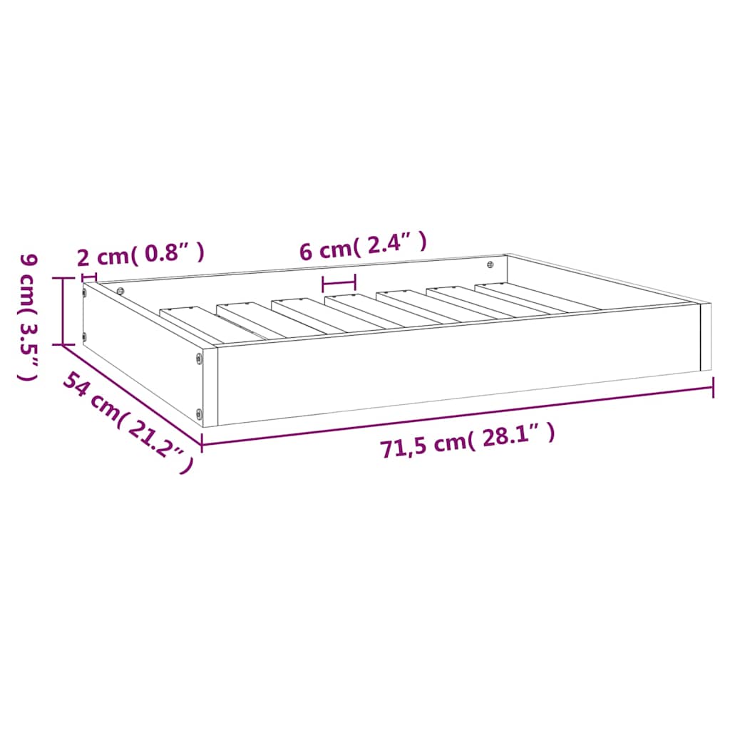 Dog Bed 71,5x54x9 cm Solid Wood Pine