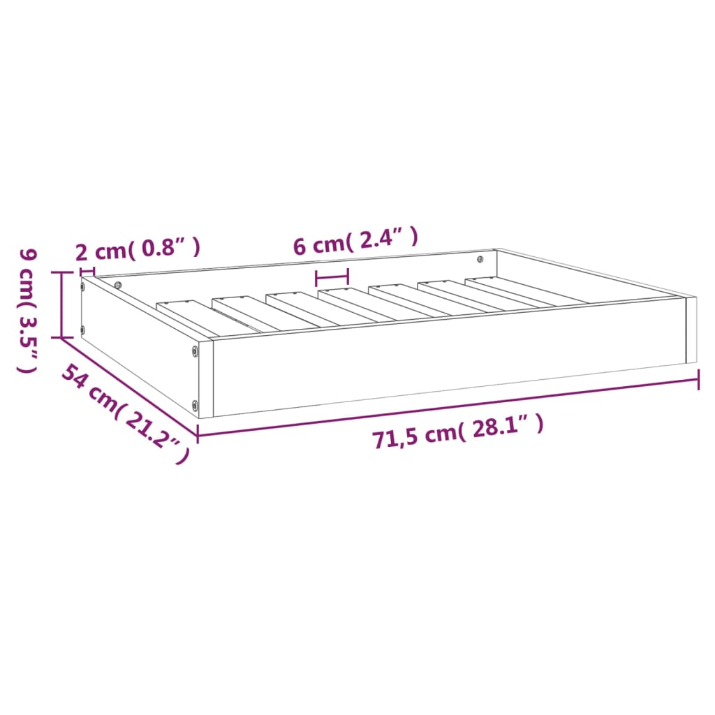 Dog Bed White 71,5x54x9 cm Solid Wood Pine