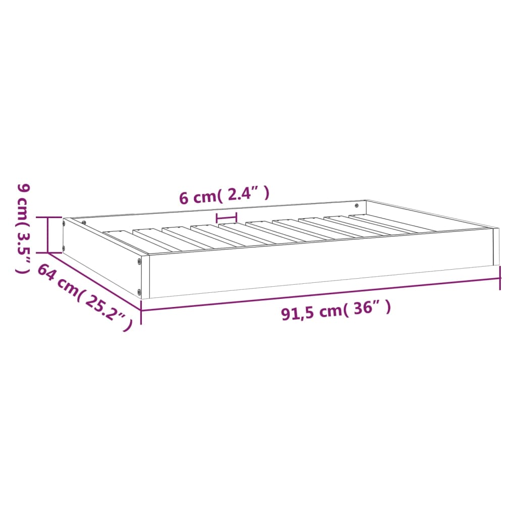 Dog Bed White 91,5x64x9 cm Solid Wood Pine