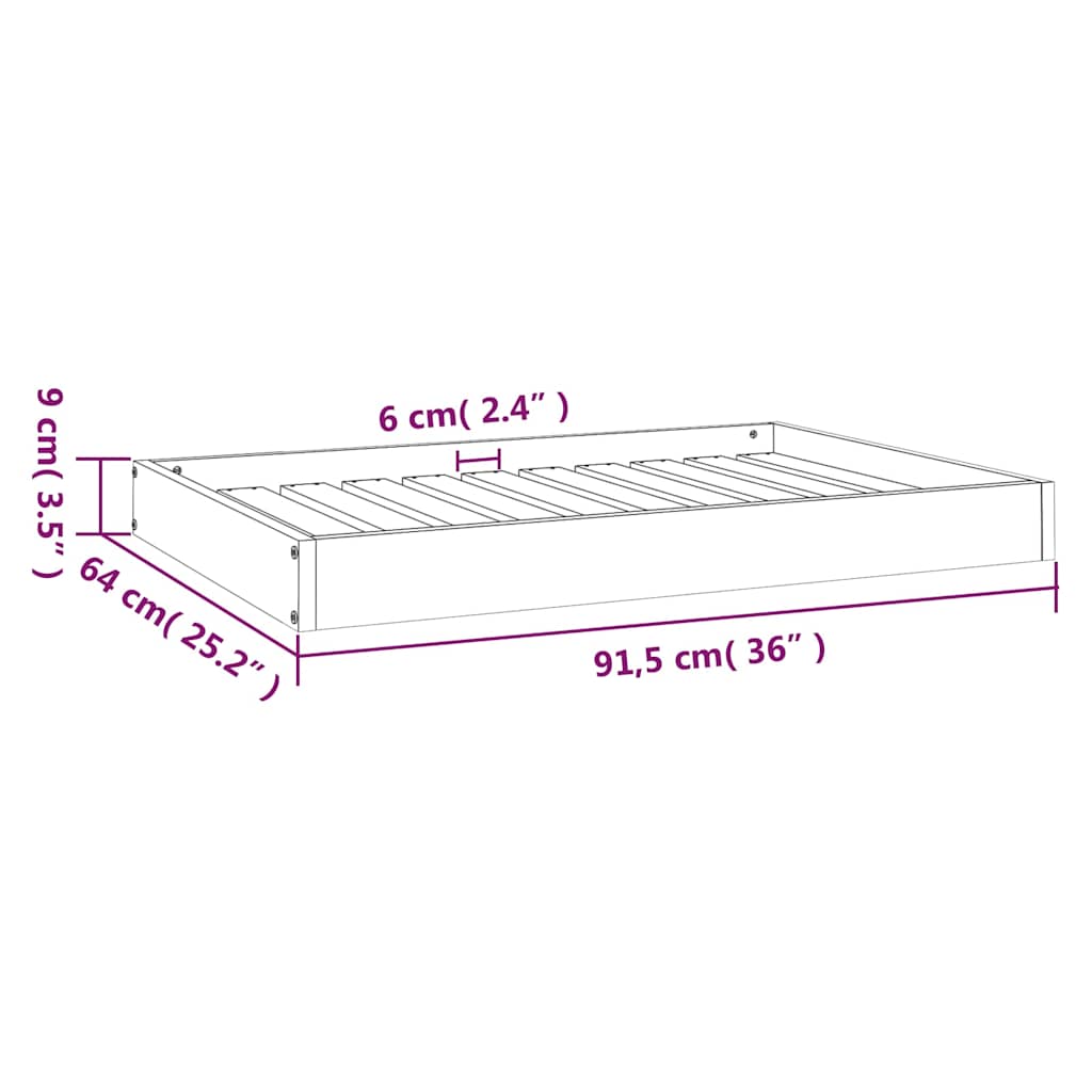 Dog Bed Black 91.5x64x9 cm Solid Wood Pine