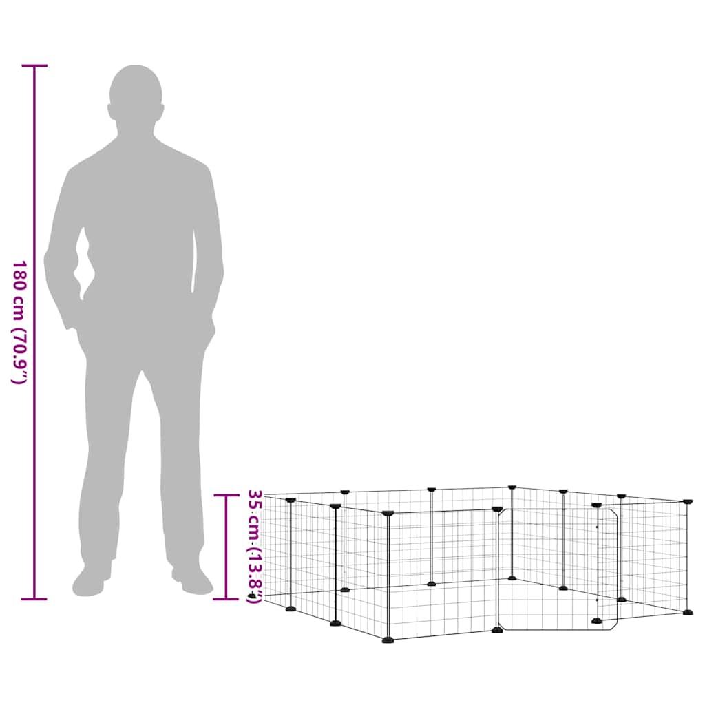 12-Panel Pet Cage with Door Black 105x105x35 cm Steel