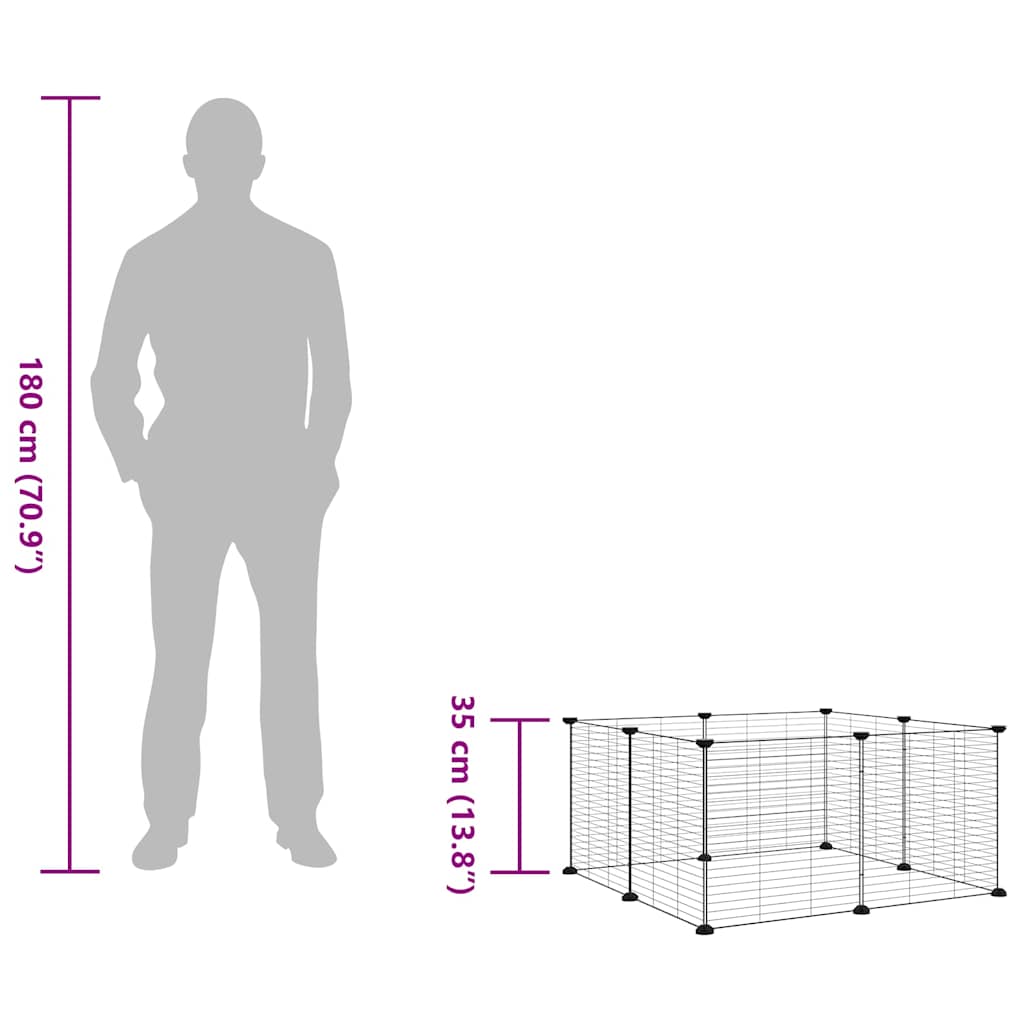 8-Panel Pet Cage Black 70x70x35 cm Steel