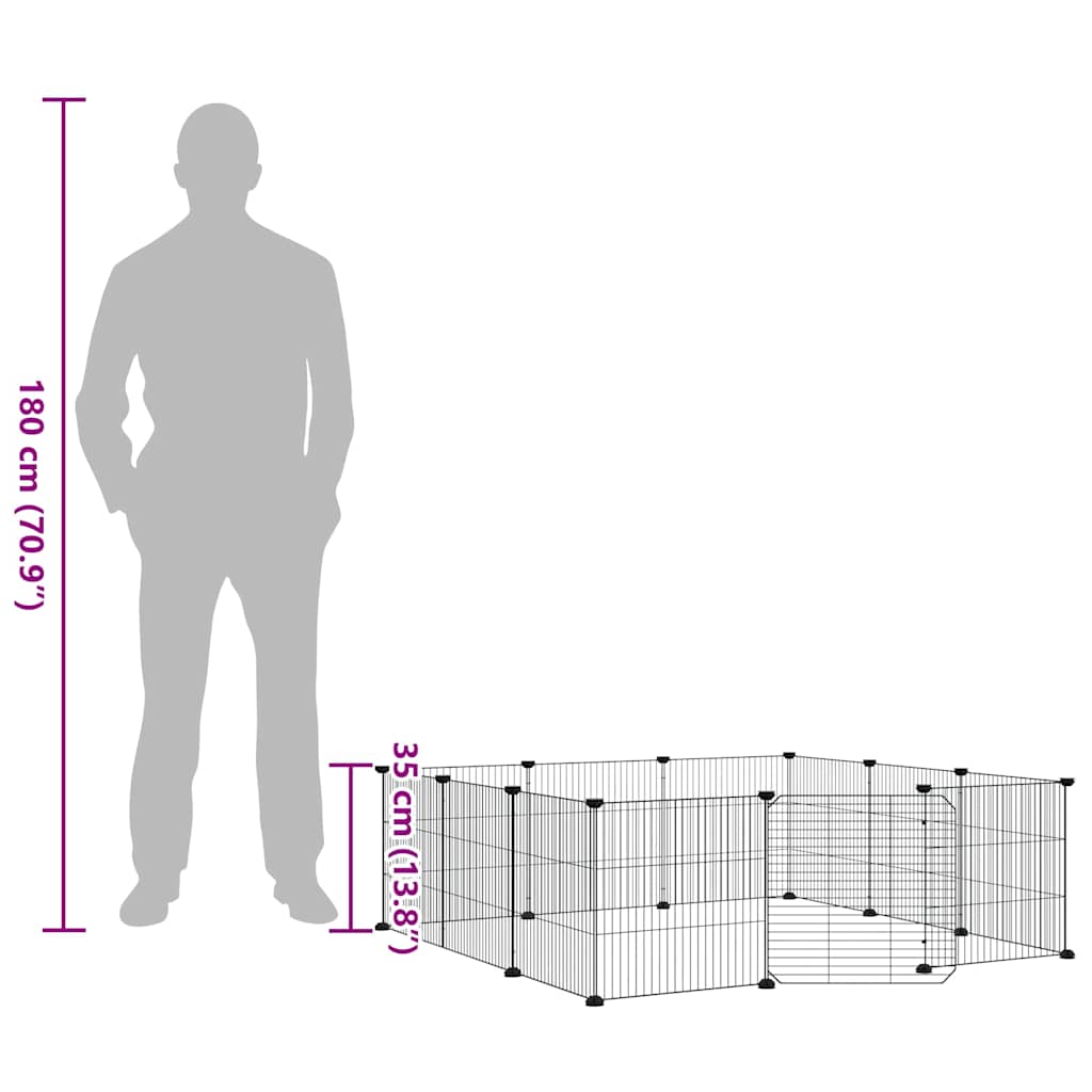 12-Panel Pet Cage with Door Black 105x105x35 cm Steel