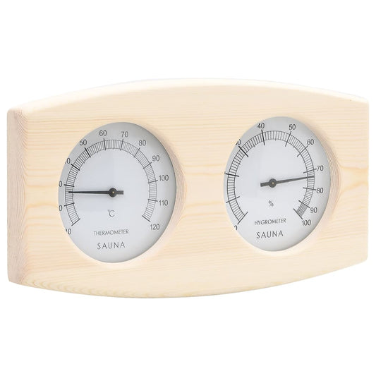 2 in 1 Sauna Hygrothermograph and Sand Timer Set Solid Wood Pine