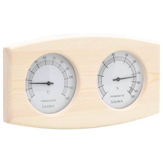 2 in 1 Sauna Hygrothermograph and Sand Timer Set Solid Wood Pine