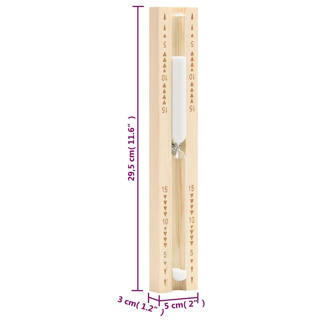 Sauna Sand Timer 15 Minutes Solid Wood Pine