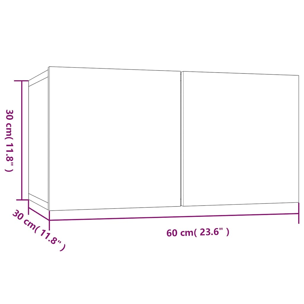 Wall TV Cabinets 4 pcs Grey Sonoma 60x30x30 cm Engineered Wood