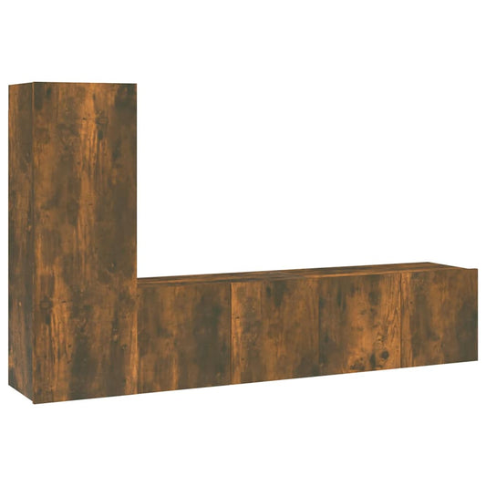 3 Piece TV Cabinet Set Smoked Oak Engineered Wood