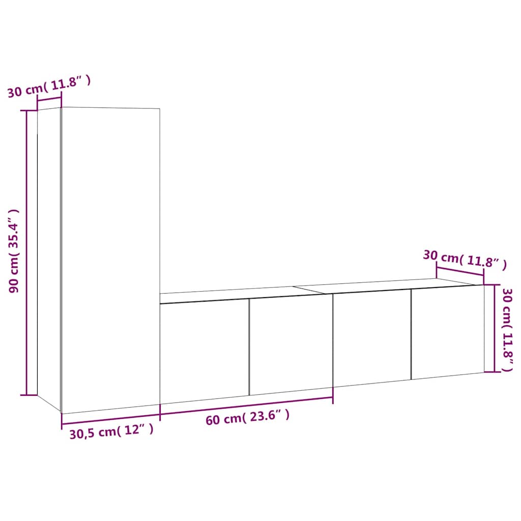 3 Piece TV Cabinet Set Grey Sonoma Engineered Wood