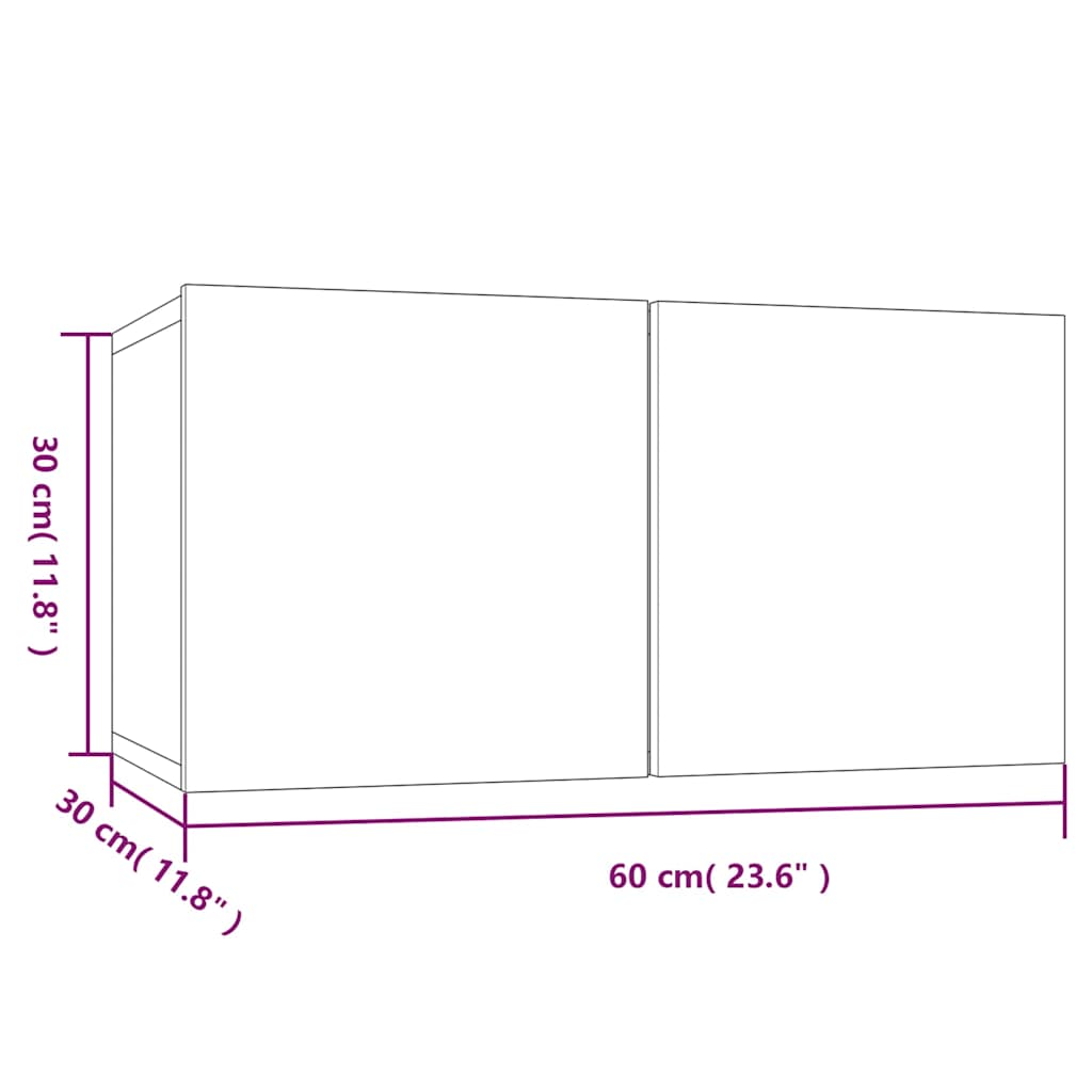 TV Cabinets 8 pcs Smoked Oak 60x30x30 cm Engineered Wood