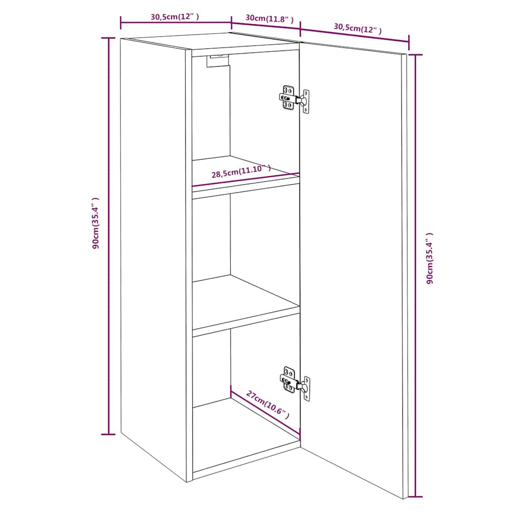 TV Cabinets 4 pcs Grey Sonoma 30.5x30x90 cm Engineered Wood