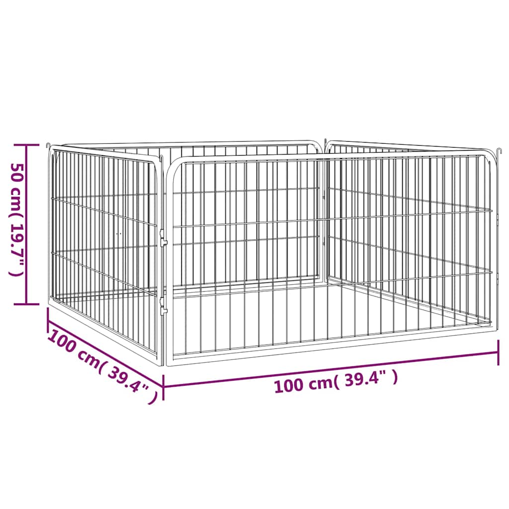 Dog Playpen 4 Panels Black 100x50 cm Powder-coated Steel