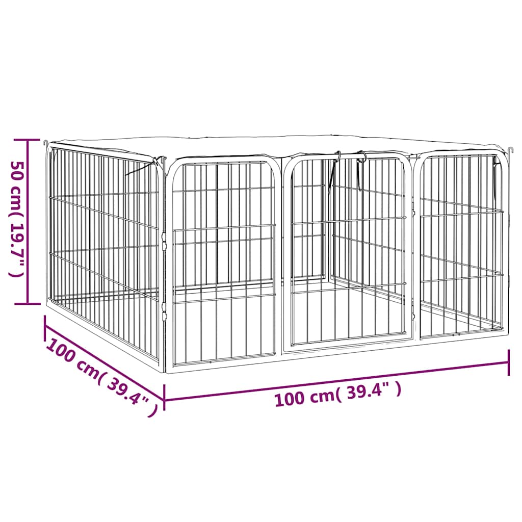 Dog Playpen 4 Panels Black 100x50 cm Powder-coated Steel