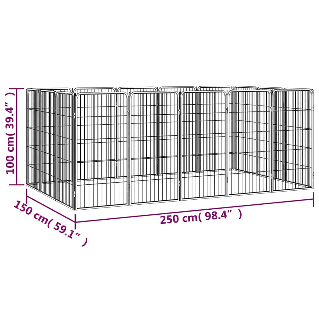 Dog Playpen | Black | Powder-coated steel | Expandable | Dog Playpen