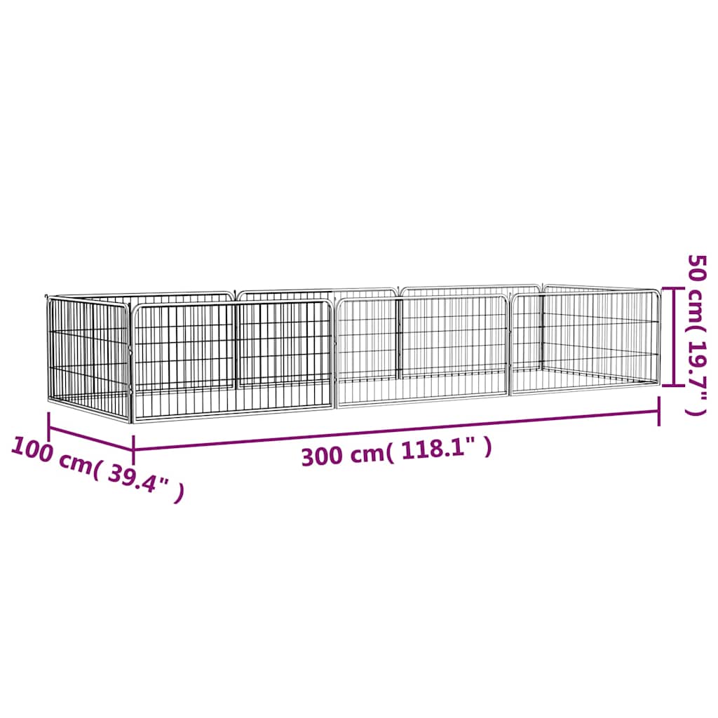 Dog Playpen | Black | Powder-coated steel | 100x50 cm Panels