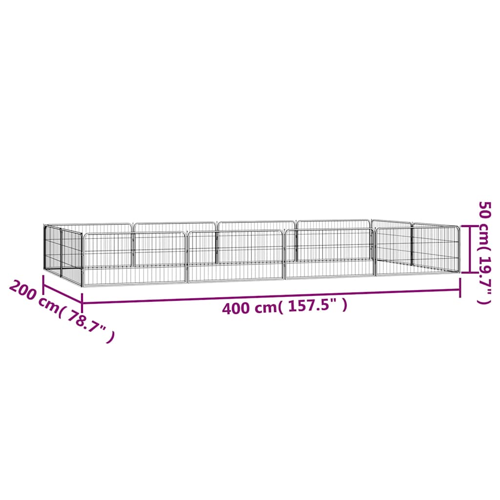 Dog Playpen | Black | Powder-coated steel | Large | Height-Adjustable
