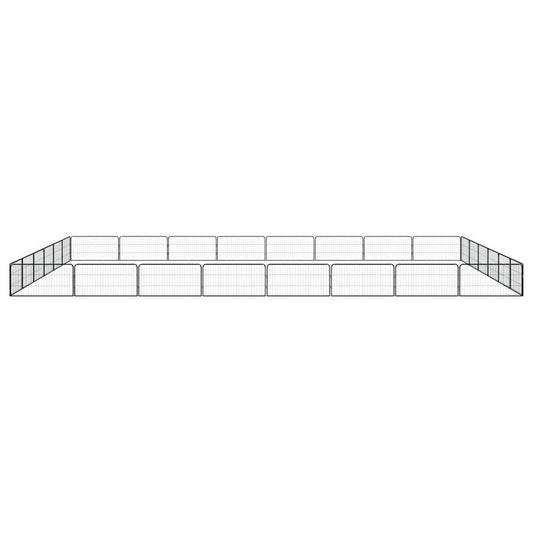 Dog Playpen | Black | Powder-coated steel | 28 panels | Foldable