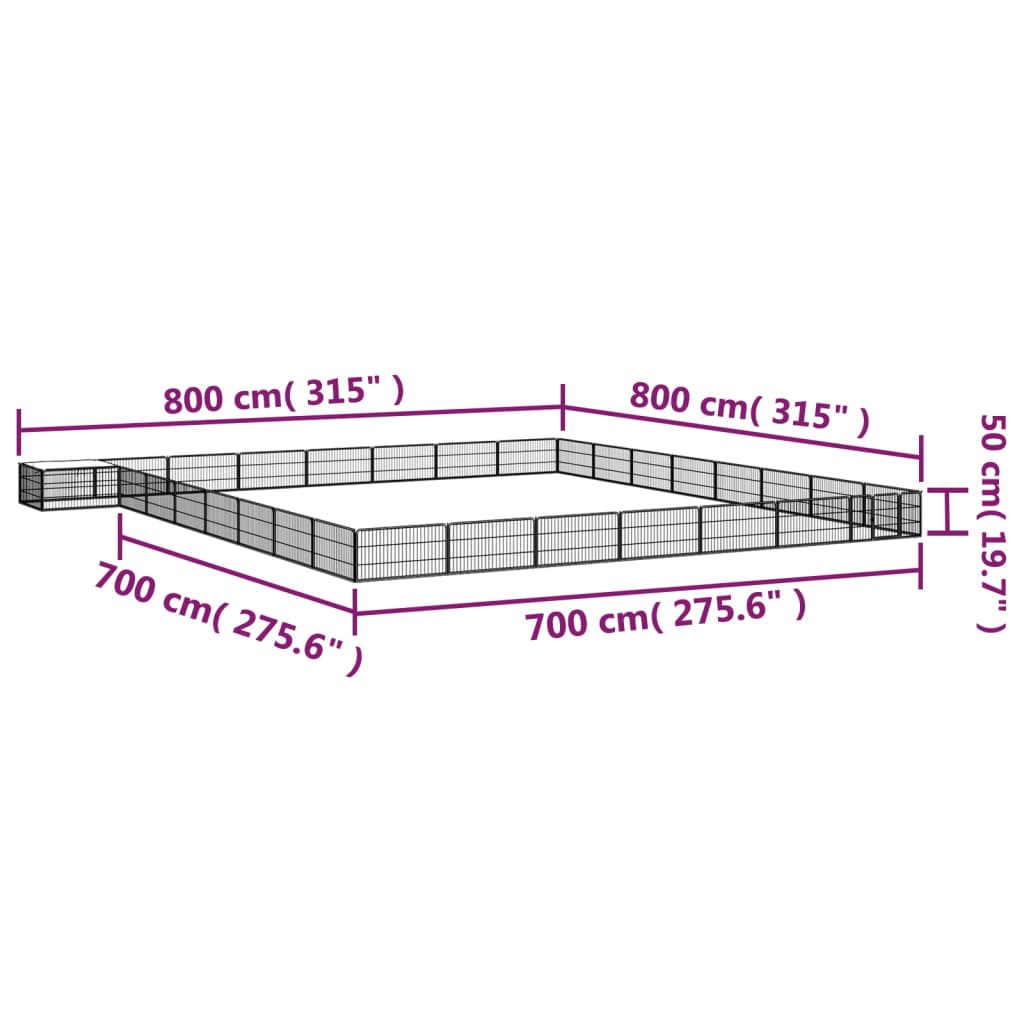 32-Panel Dog Playpen Black 100x50 cm Powder-coated Steel