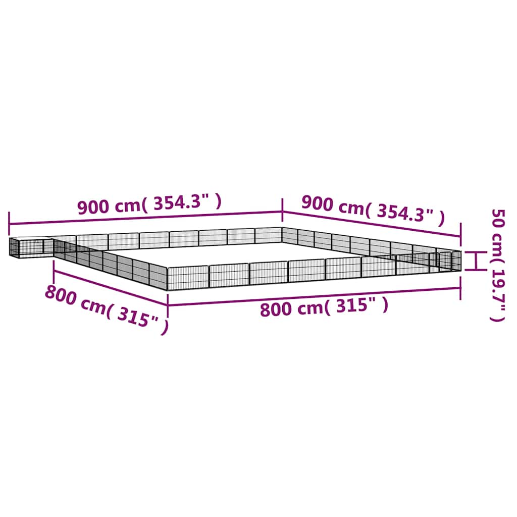 36-Panel Dog Playpen Black 100x50 cm Powder-coated Steel