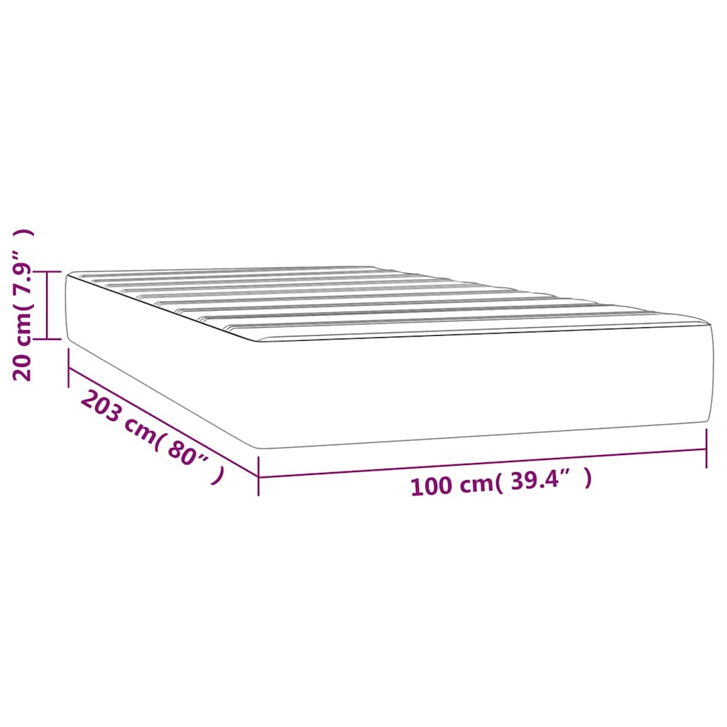 Pocket Spring Bed Mattress Black 100x203x20 cm Faux Leather