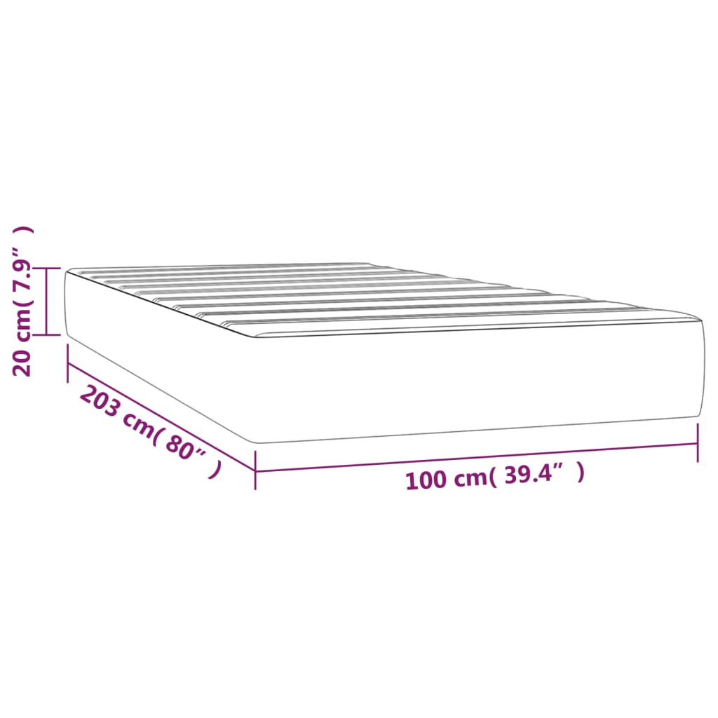 Pocket Spring Bed Mattress Medium Light Grey 100x203x20 cm Twin XL (US only)