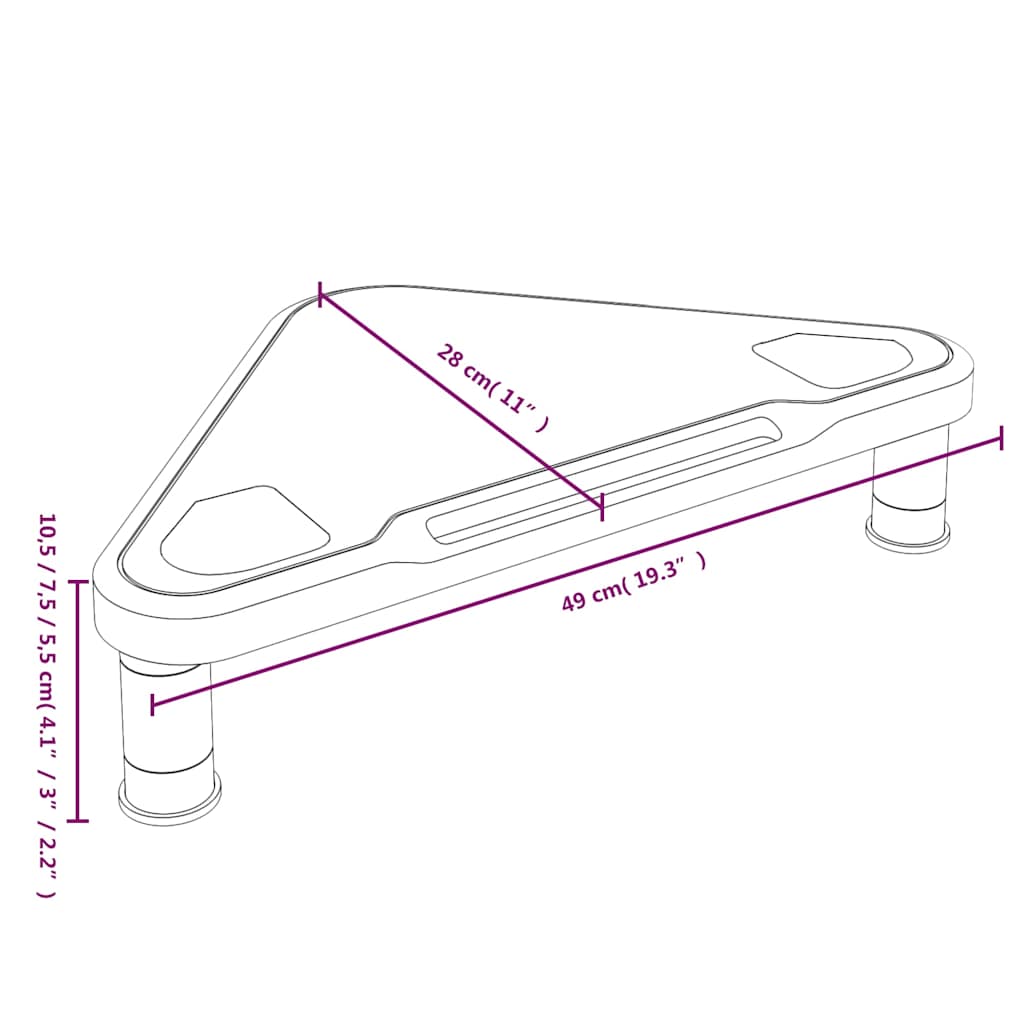 Corner Monitor Stand Black 49x28x10,5 cm