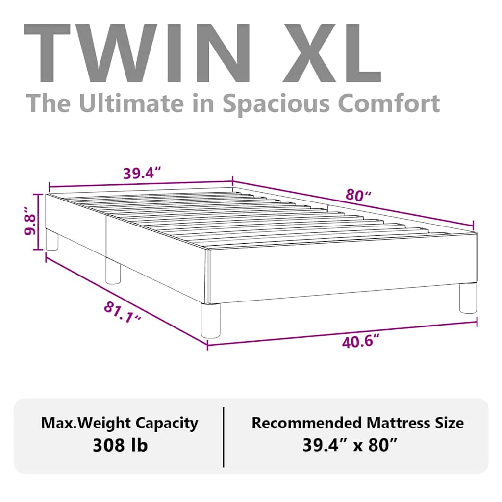 Bed Frame without Mattress Light Grey 100x203 cm Twin XL Fabric