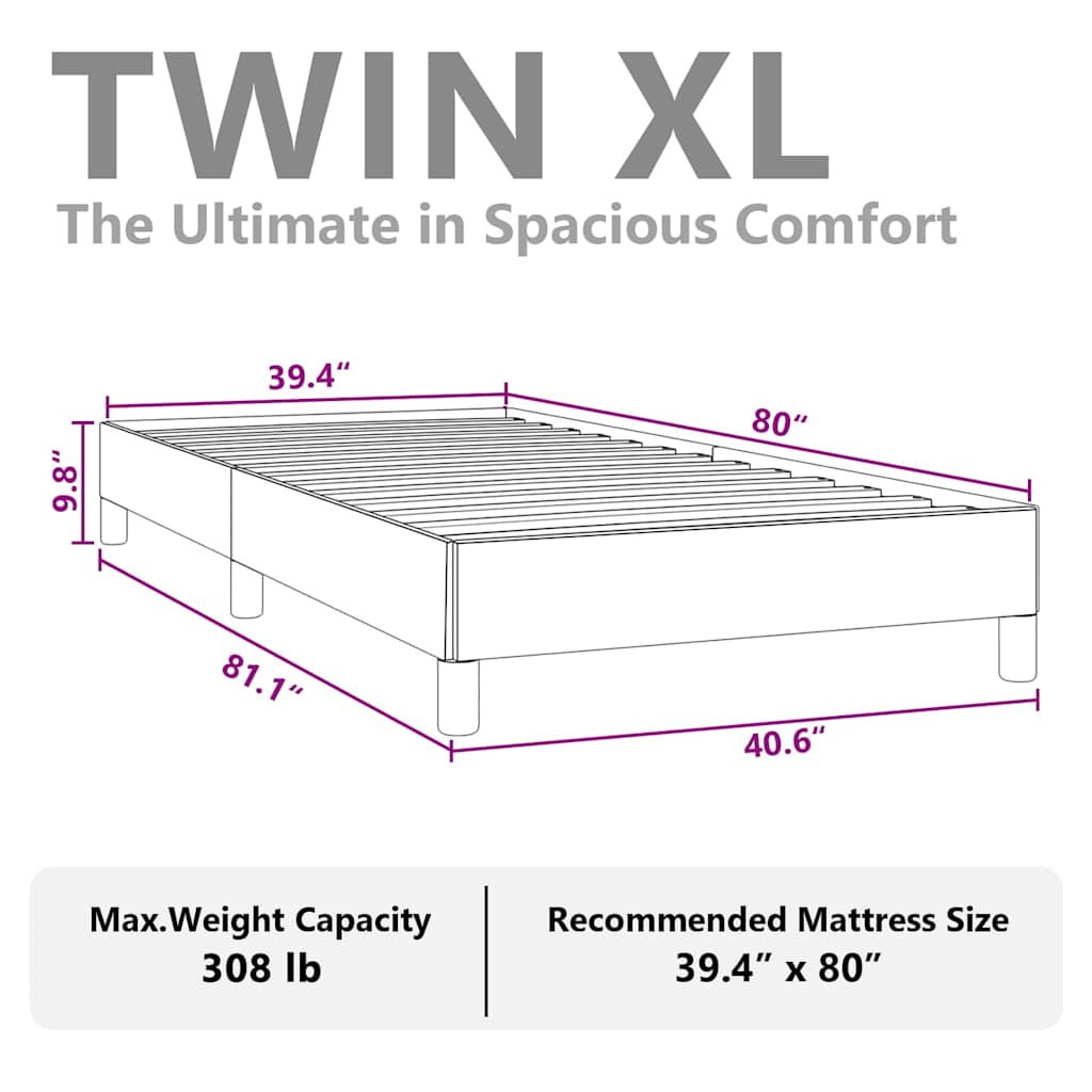 Bed Frame without Mattress Light Grey 100x203 cm Twin XL Fabric
