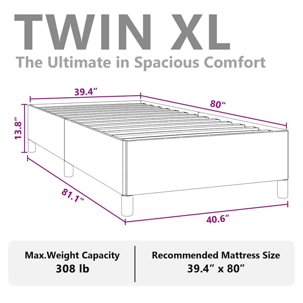 Bed Frame without Mattress Dark Grey 100x203 cm Twin XL Fabric