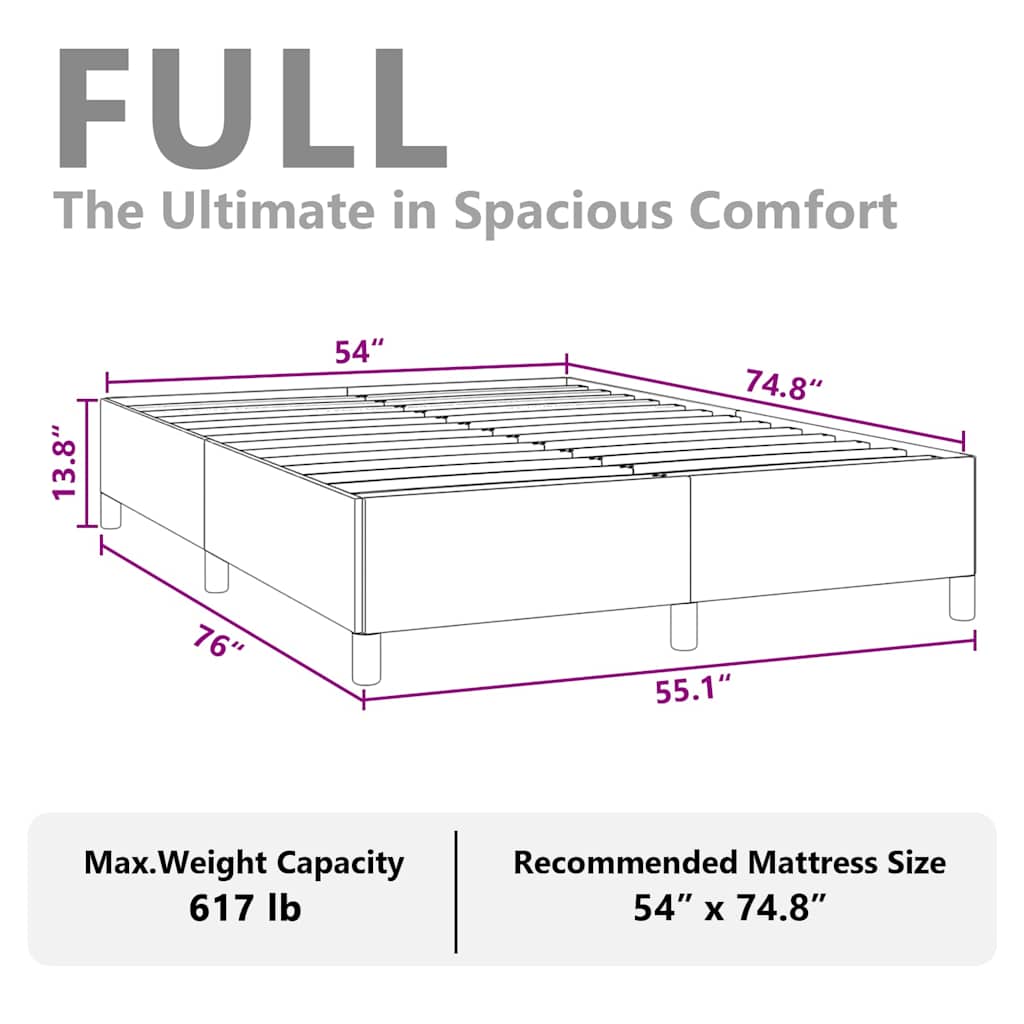 Bed Frame without Mattress Light Grey 137x190 cm Full Fabric