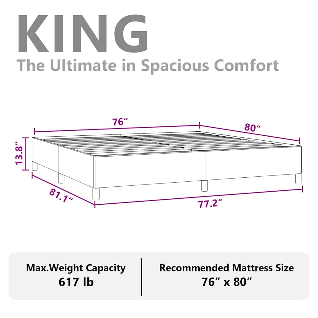 Bed Frame without Mattress Dark Grey 193x203 cm King Fabric