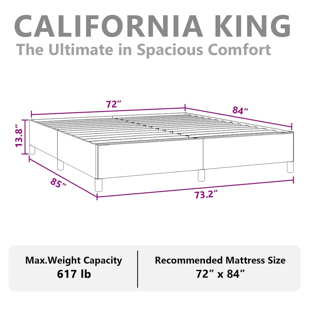 Bed Frame without Mattress Light Grey California King Fabric