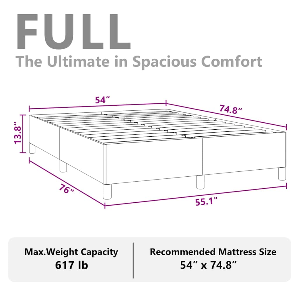 Bed Frame without Mattress Dark Grey 137x190 cm Full Fabric