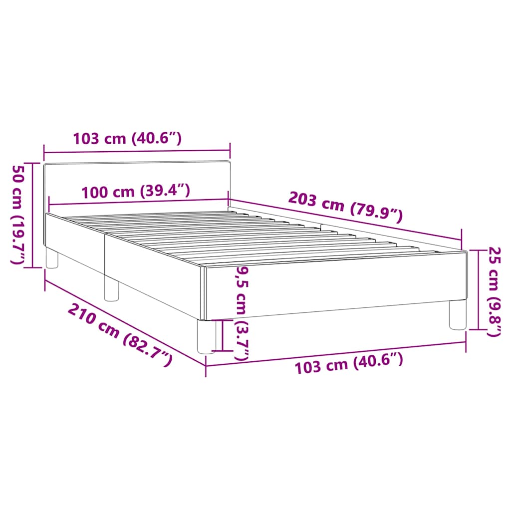 Bed Frame without Mattress Dark Grey Twin XL Fabric