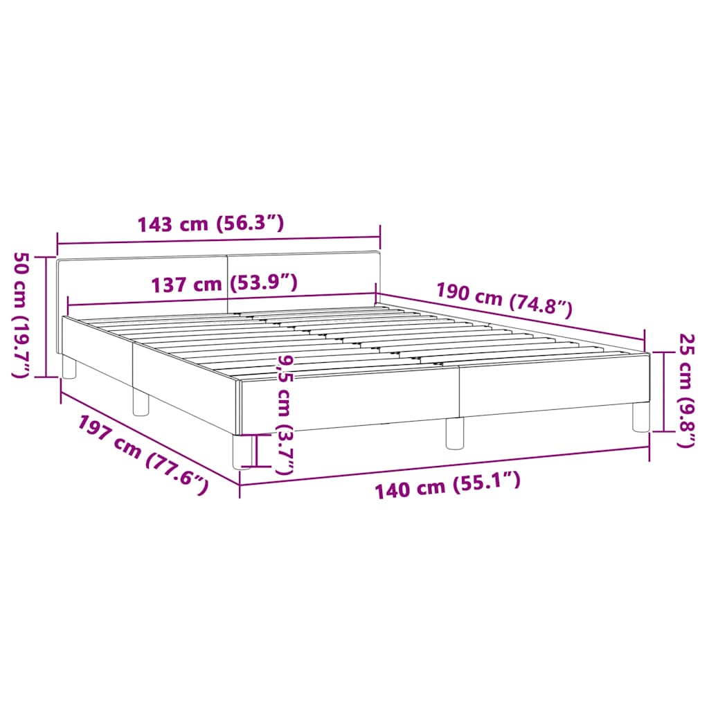 Bed Frame without Mattress Dark Grey Full Fabric