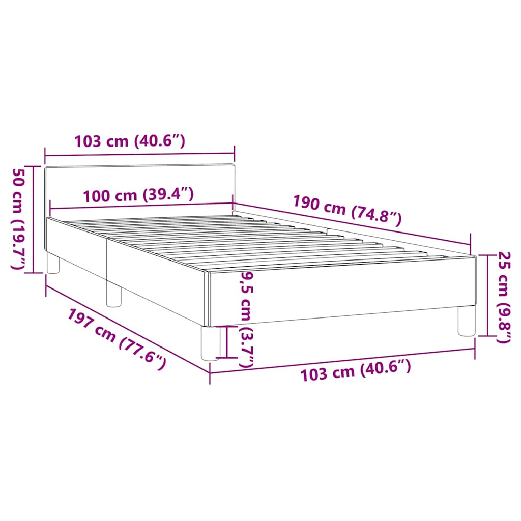 Bed Frame without Mattress Light Gray Twin Velvet