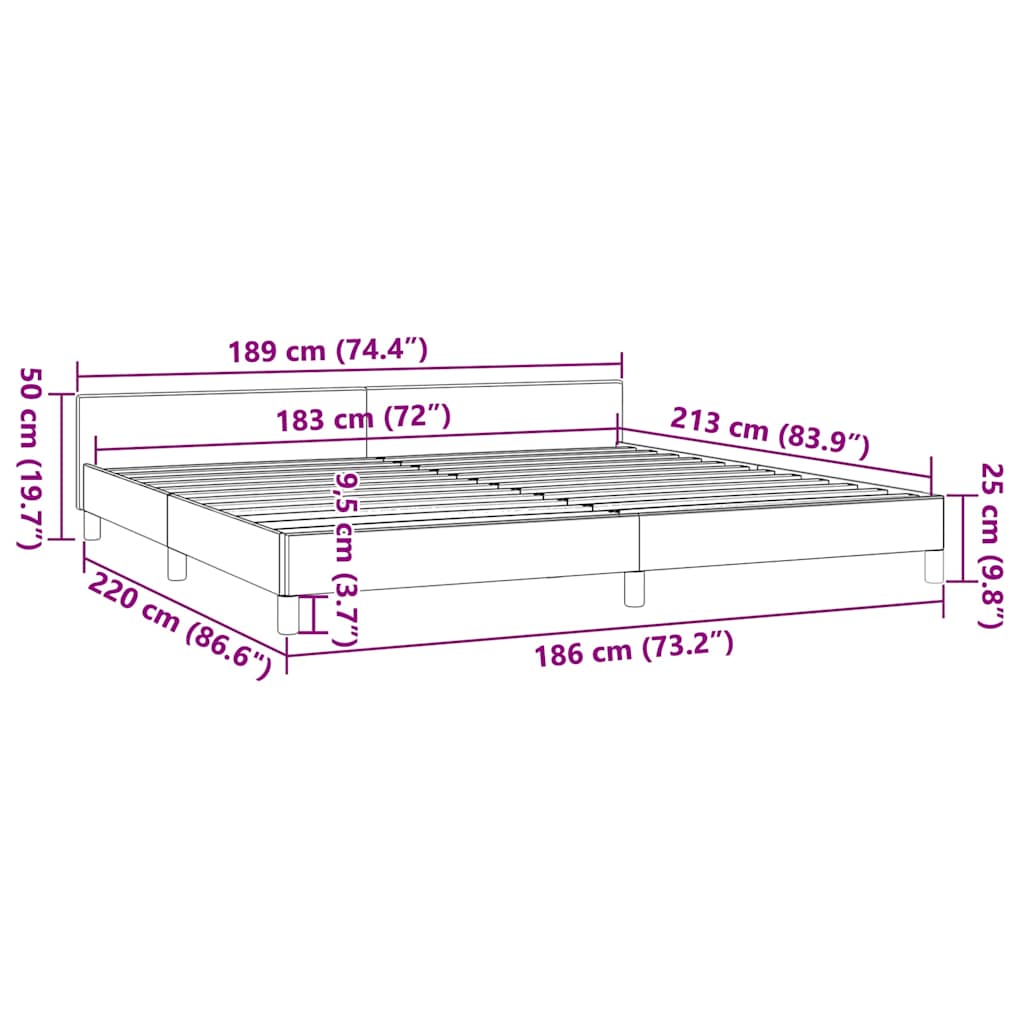 Bed Frame without Mattress Dark Grey California King Velvet