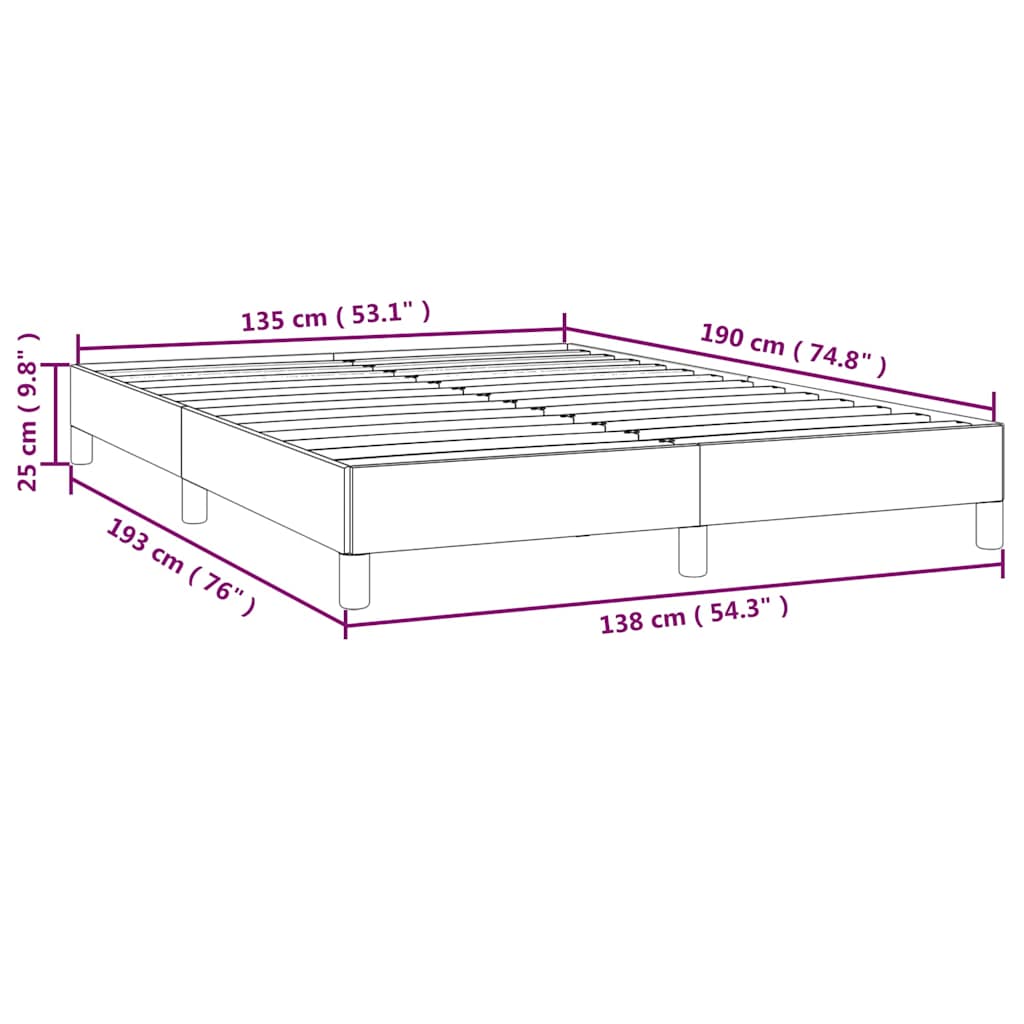 Bed Frame without Mattress Dark Grey 135x190 cm Double Double Fabric
