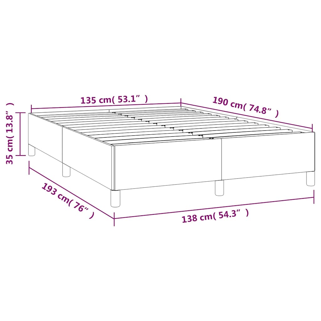 Bed Frame without Mattress Light Grey 135x190 cm Double Double Fabric